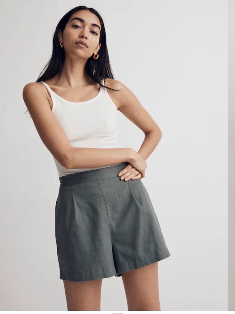 NWT Madewell Clean Pull-On Shorts in Linen-Cotton Size L